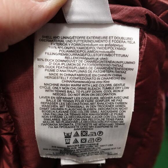 Brooks Brothers Red Fleece Jacket Mens 2XL Burgundy Down Puffer Lightweight‎ - Picture 15 of 16